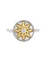 Кольцо из белого золота c бриллиантами и перламутром