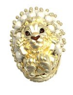 Кольцо из лимонного золота c эмалью и жемчугом