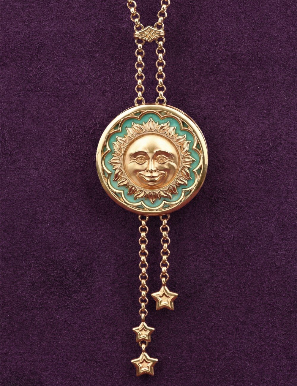 Колье из лимонного золота c бирюзой и лазуритом