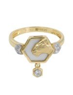 Кольцо из лимонного золота c бриллиантами и перламутром