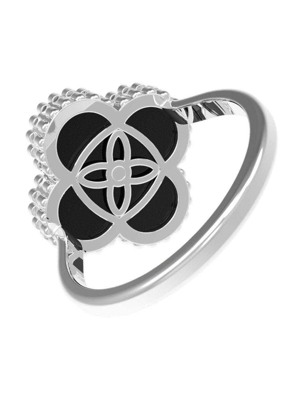 Кольцо из белого золота c бриллиантами и ониксом