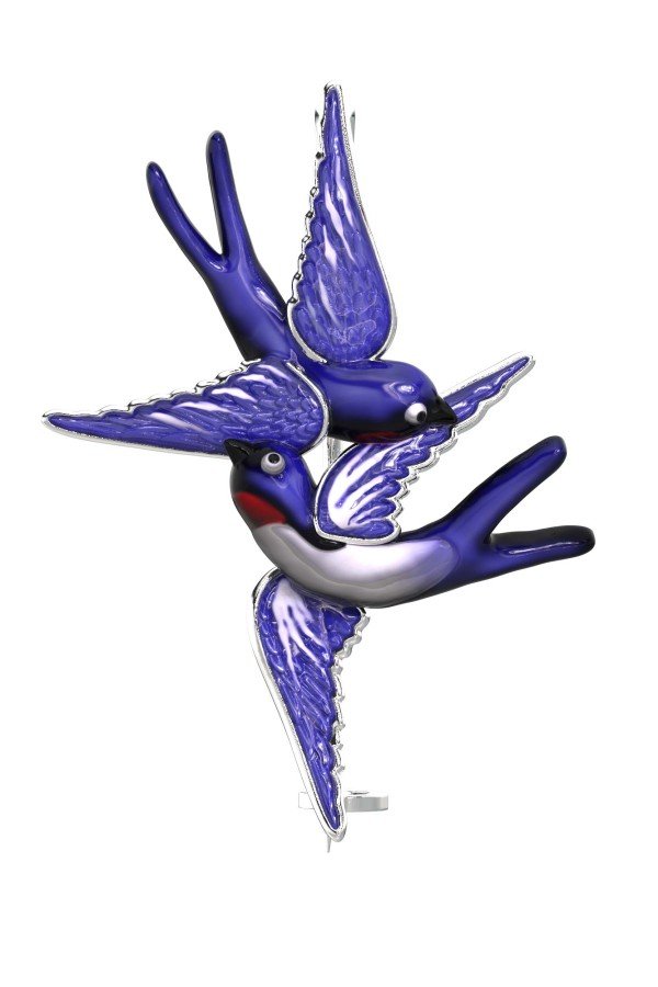 Брошь из белого золота c эмалью