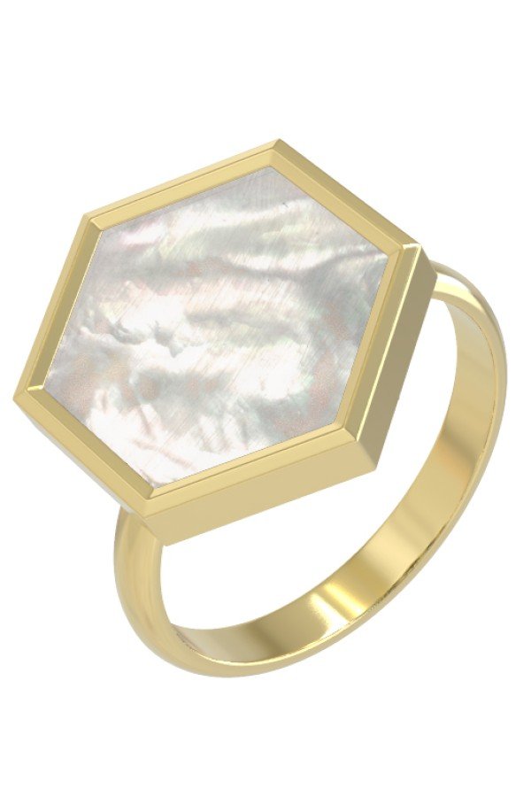 Кольцо из лимонного золота c перламутром