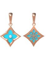 Подвеска из золота c бриллиантами и бирюзой