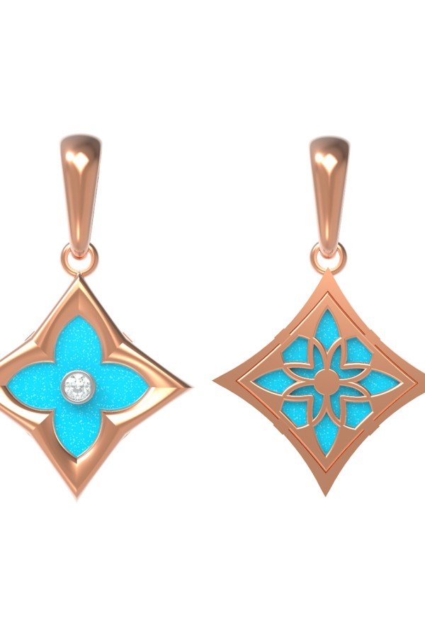 Подвеска из золота c бриллиантами и бирюзой