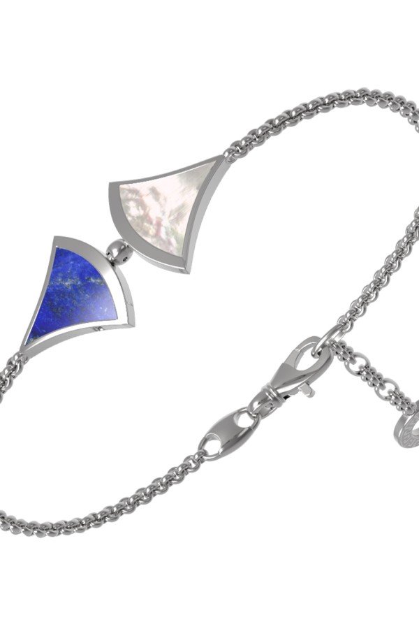 Браслет из белого золота c лазуритом и перламутром