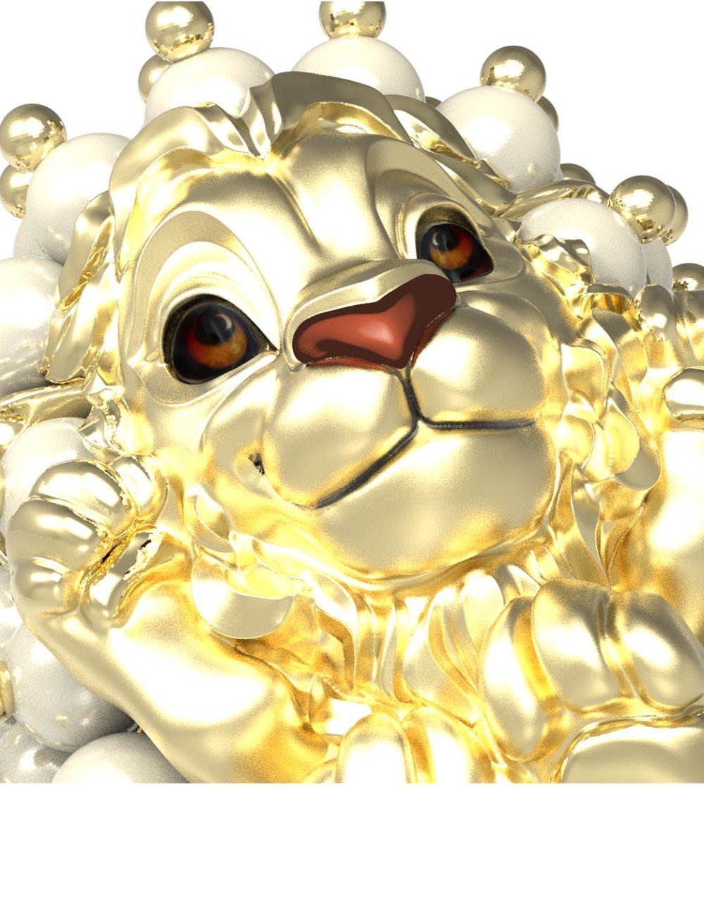 Кольцо из лимонного золота c эмалью и жемчугом