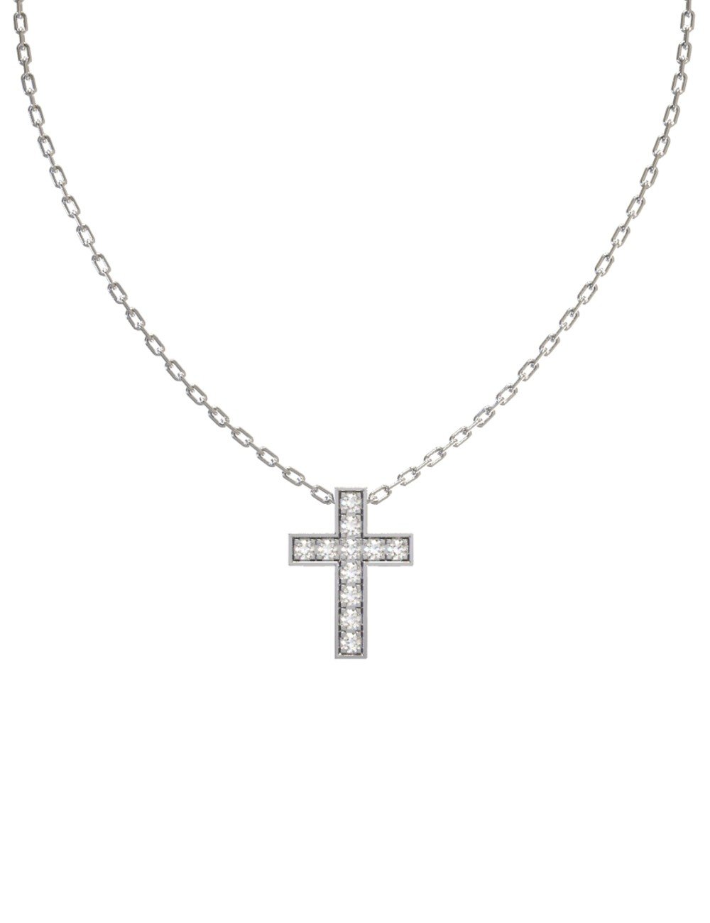 Крест из белого золота c бриллиантами