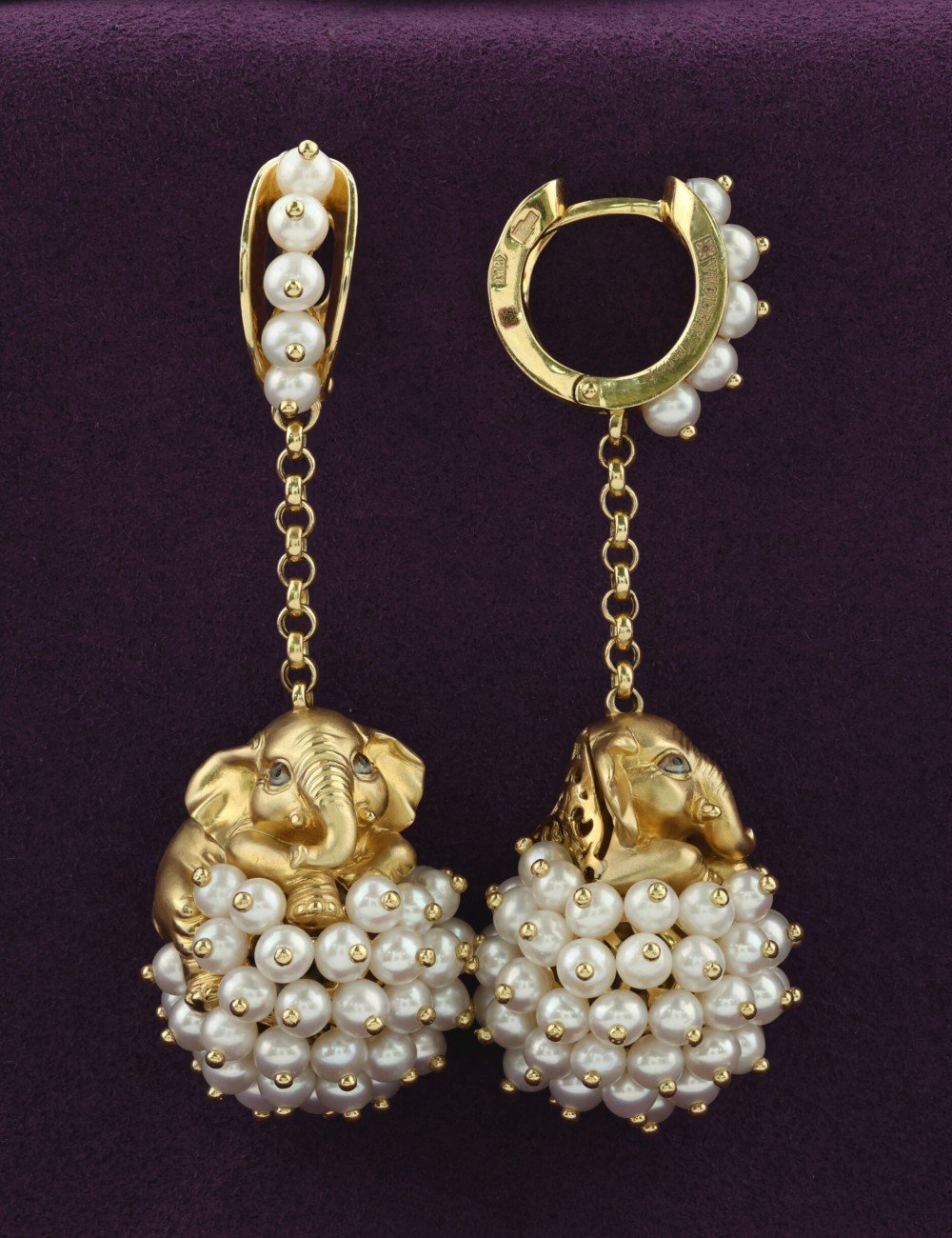 Серьги из лимонного золота c эмалью и жемчугом