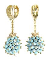 Серьги из лимонного золота c эмалью и бирюзой