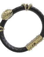 Браслет из лимонного золота c бриллиантами и кожаным шнурком