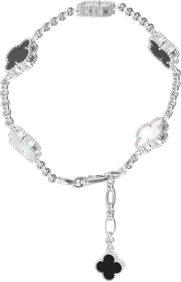 Браслет из белого золота c ониксом и перламутром