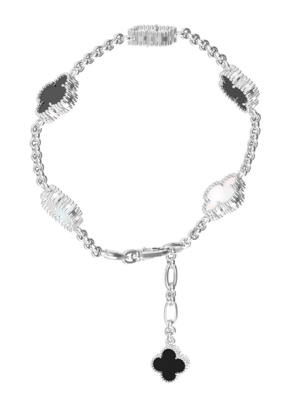 Браслет из белого золота c ониксом и перламутром