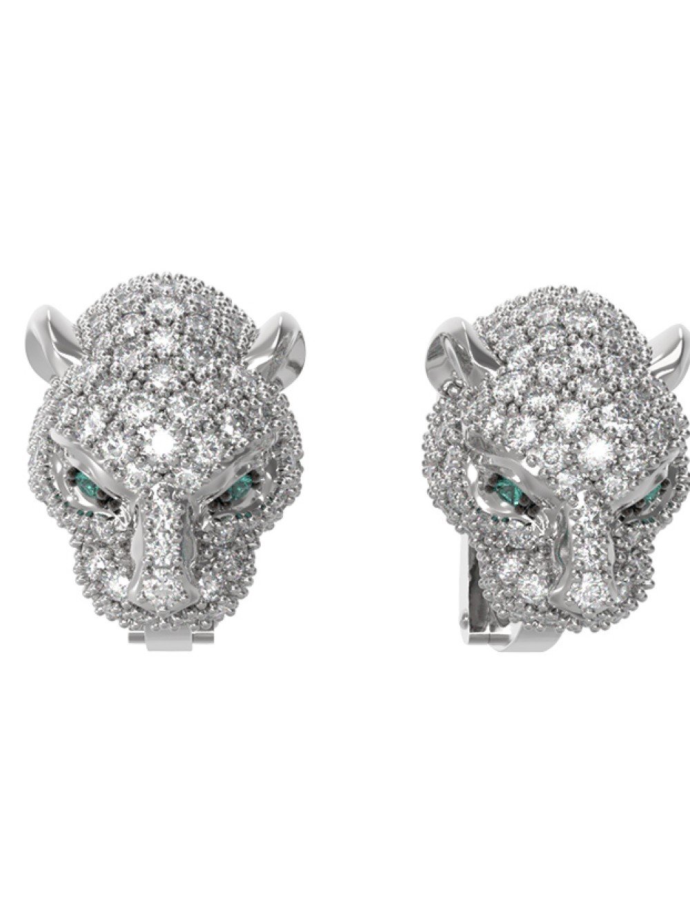 Серьги из белого золота c бриллиантами и изумрудом