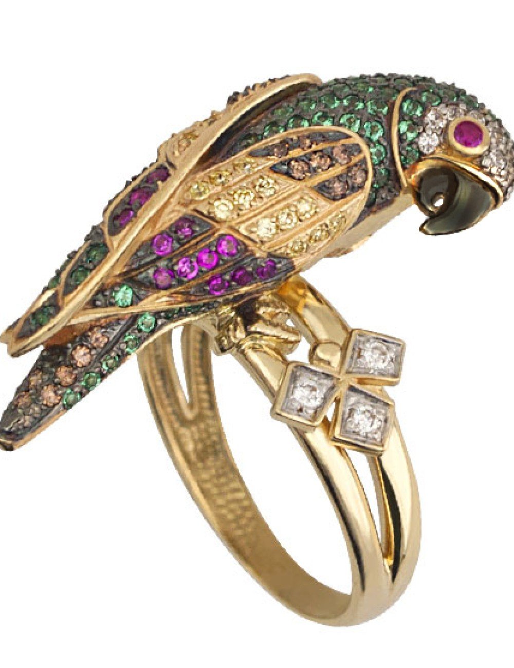 Кольцо из лимонного золота c фианитом