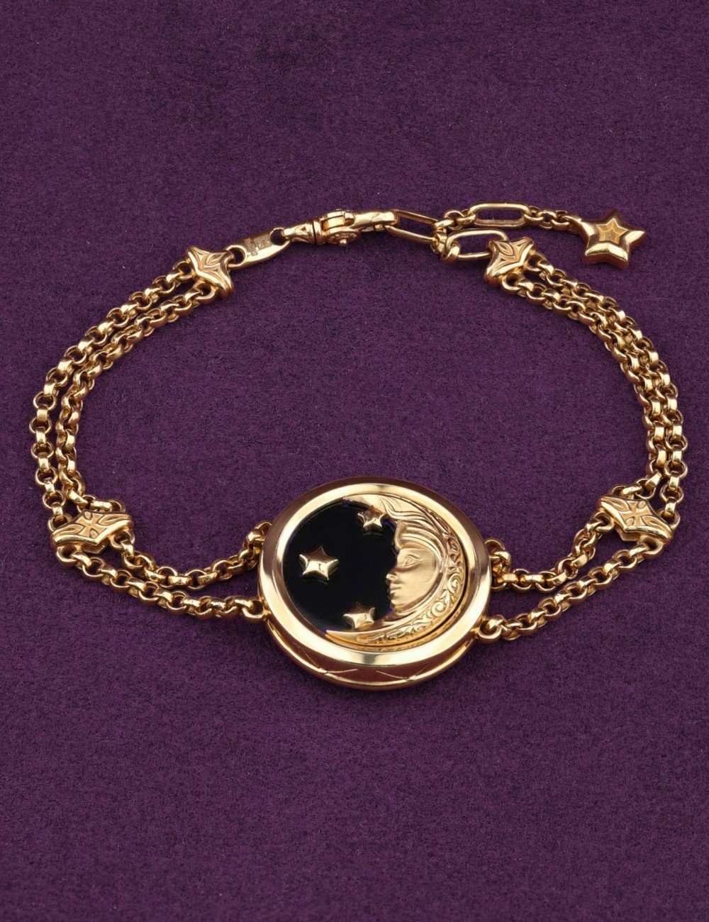 Браслет из лимонного золота c ониксом и перламутром