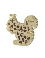 Брошь из лимонного золота c бриллиантами и тигровым глазом