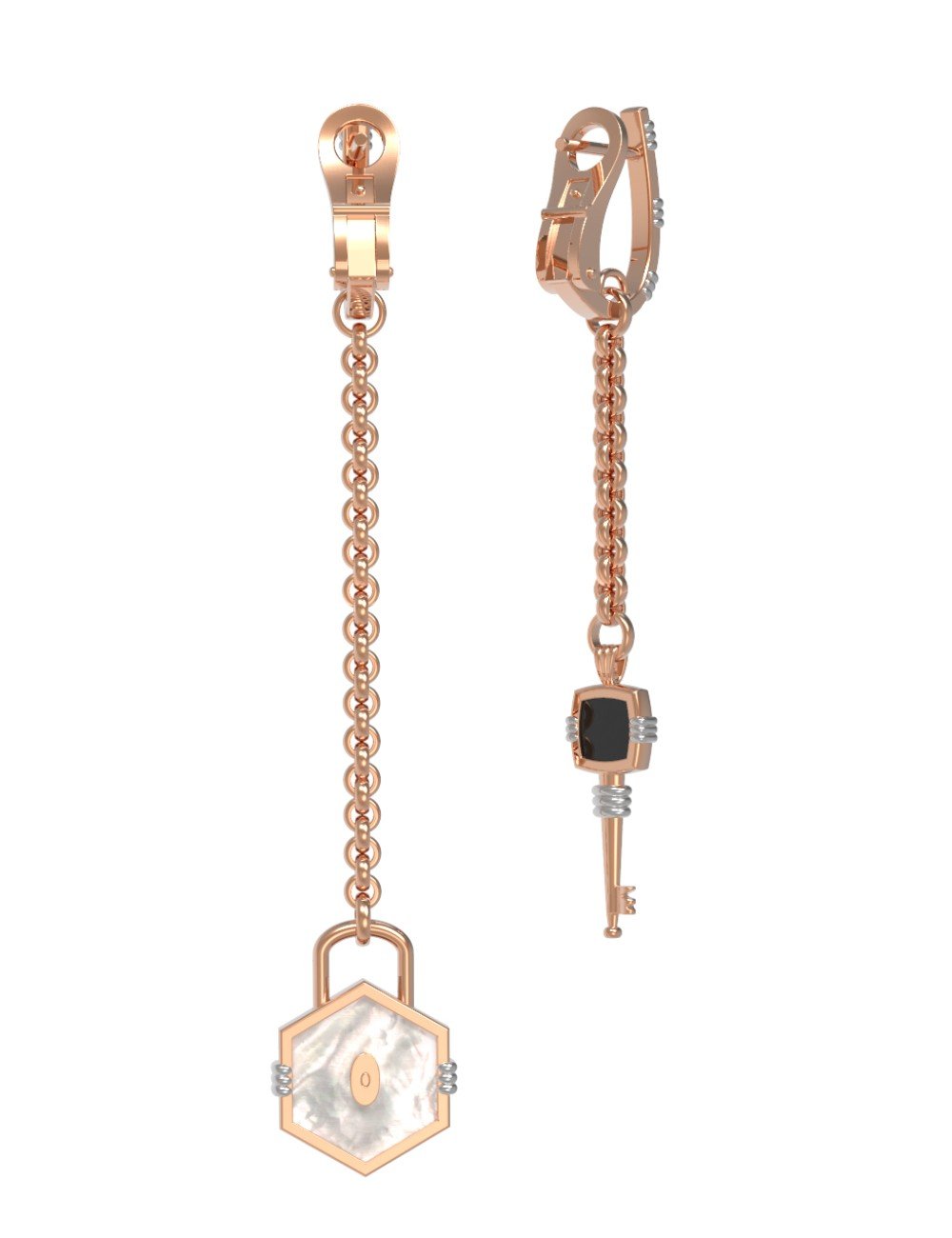 Серьги из золота c ониксом и перламутром