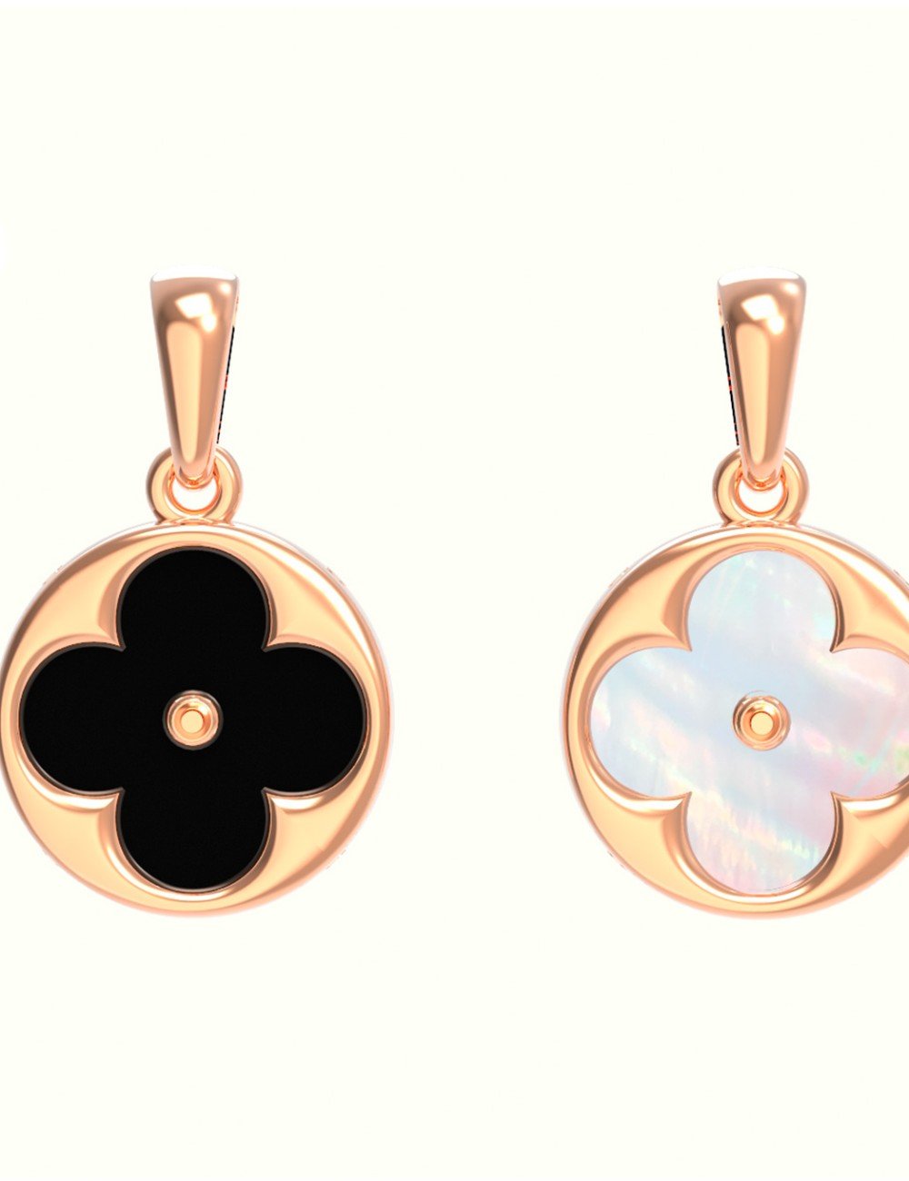 Подвеска из золота c ониксом и перламутром