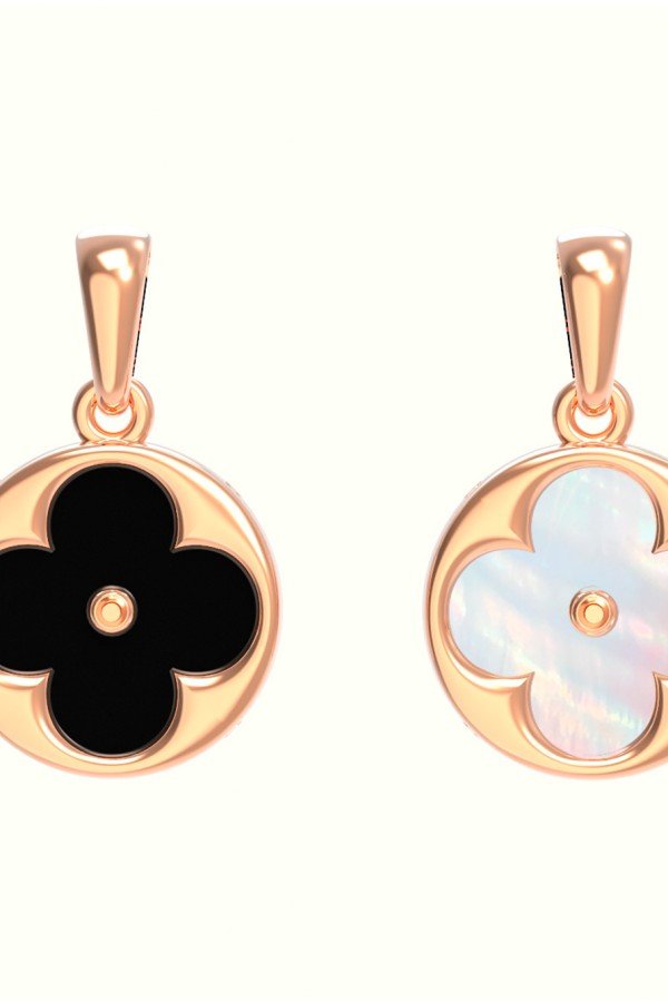 Подвеска из золота c ониксом и перламутром