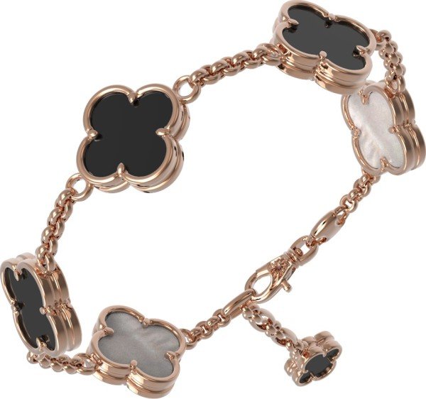 Браслет из золота c ониксом и перламутром