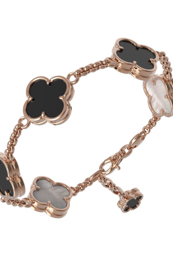 Браслет из золота c ониксом и перламутром