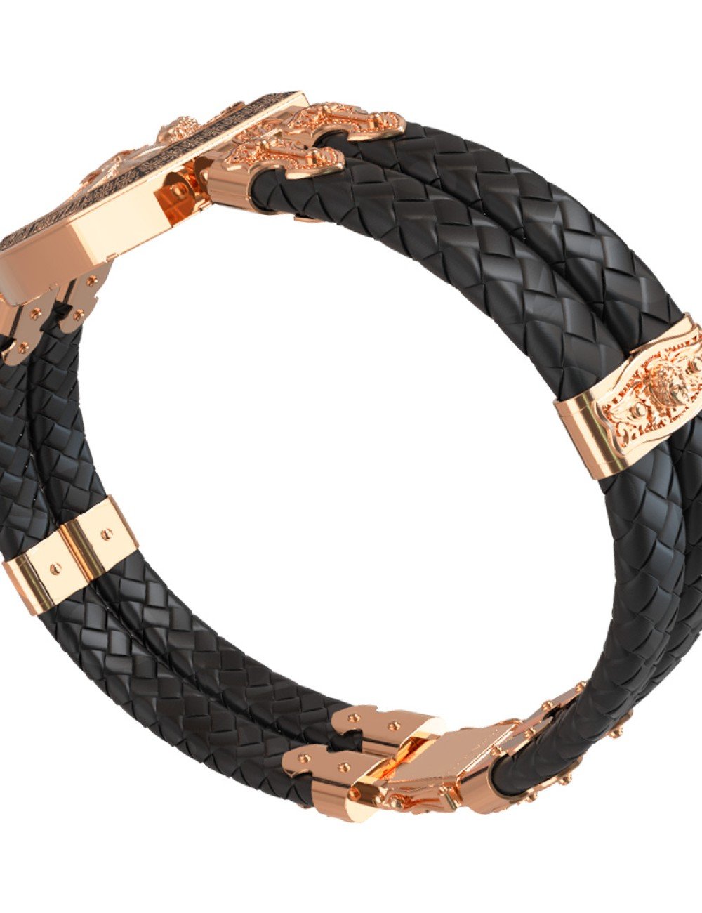 Браслет из золота c эмалью, шнурком и ониксом