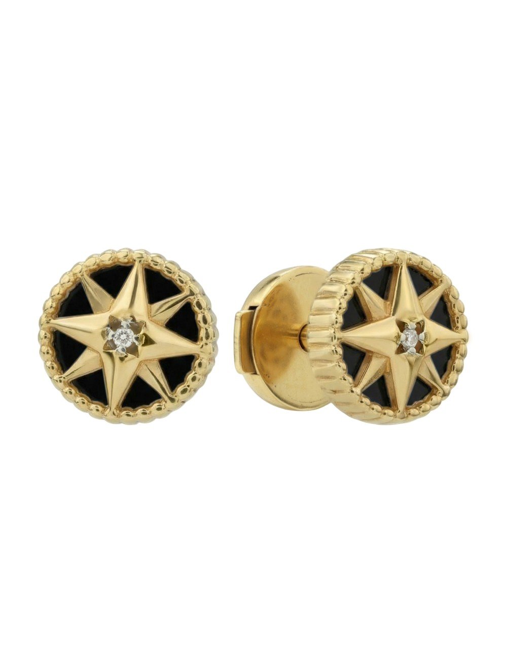 Серьги из лимонного золота c бриллиантами и ониксом