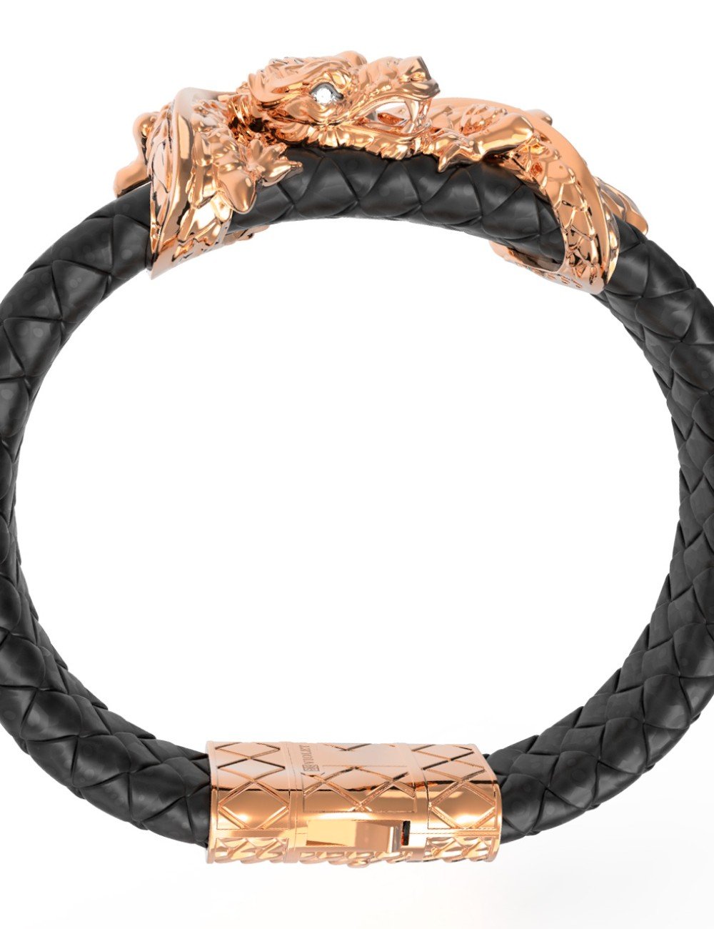 Браслет из золота c бриллиантами и кожаным шнурком