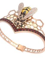 Браслет из золота c эмалью, фианитом, гранатом и эмалью