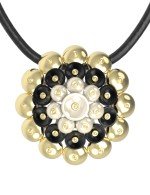 Подвеска из лимонного золота c ониксом и перламутром