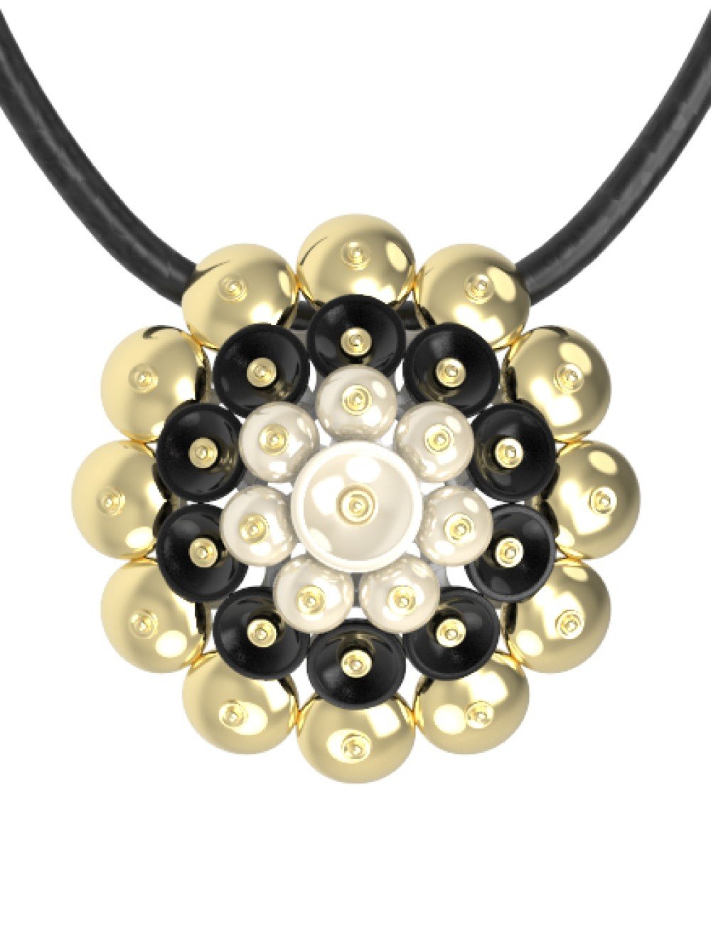 Подвеска из лимонного золота c ониксом и перламутром