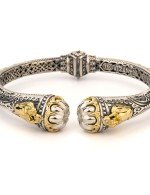 Браслет из серебра и золота c бриллиантами и рубином