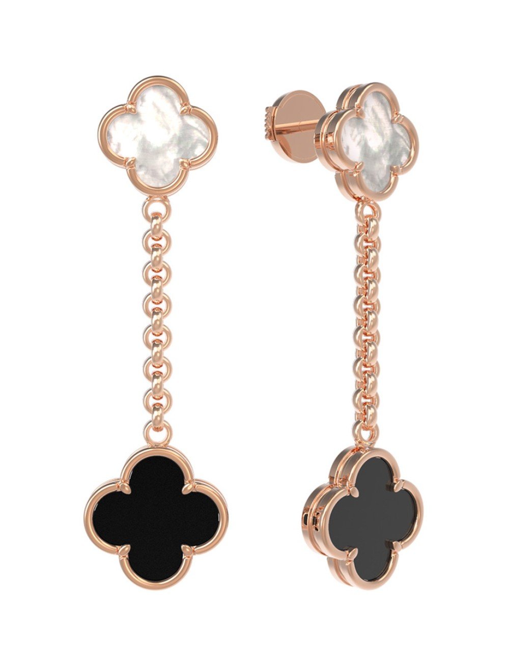 Серьги из золота c ониксом и перламутром