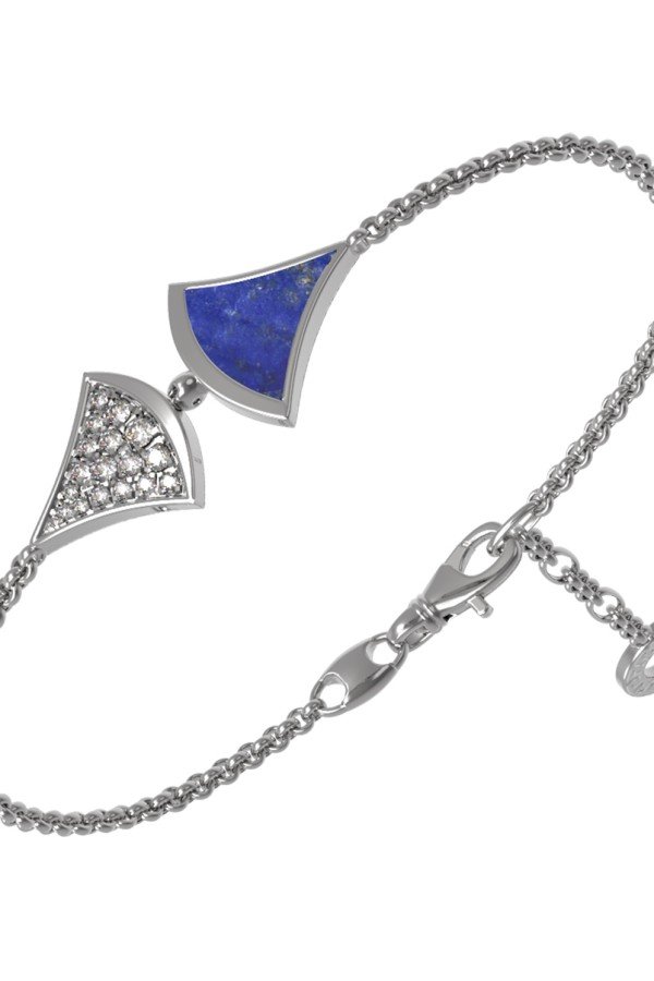 Браслет из белого золота c бриллиантами и лазуритом