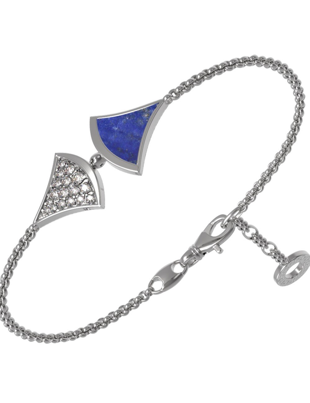 Браслет из белого золота c бриллиантами и лазуритом