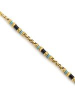 Браслет из лимонного золота c бирюзой и ониксом