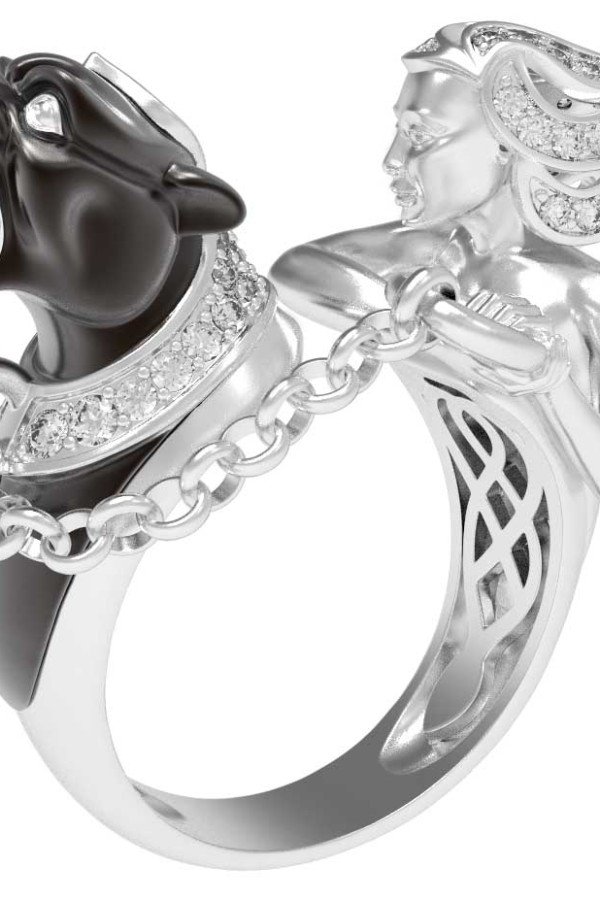 Кольцо из белого золота c фианитом