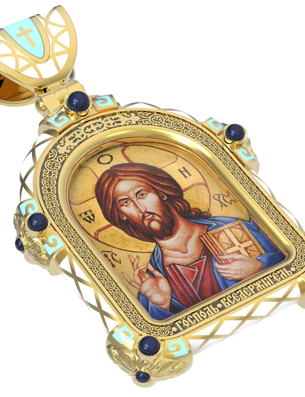 Образок из лимонного золота c эмалью и иконописью