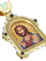 Образок из лимонного золота c эмалью и иконописью