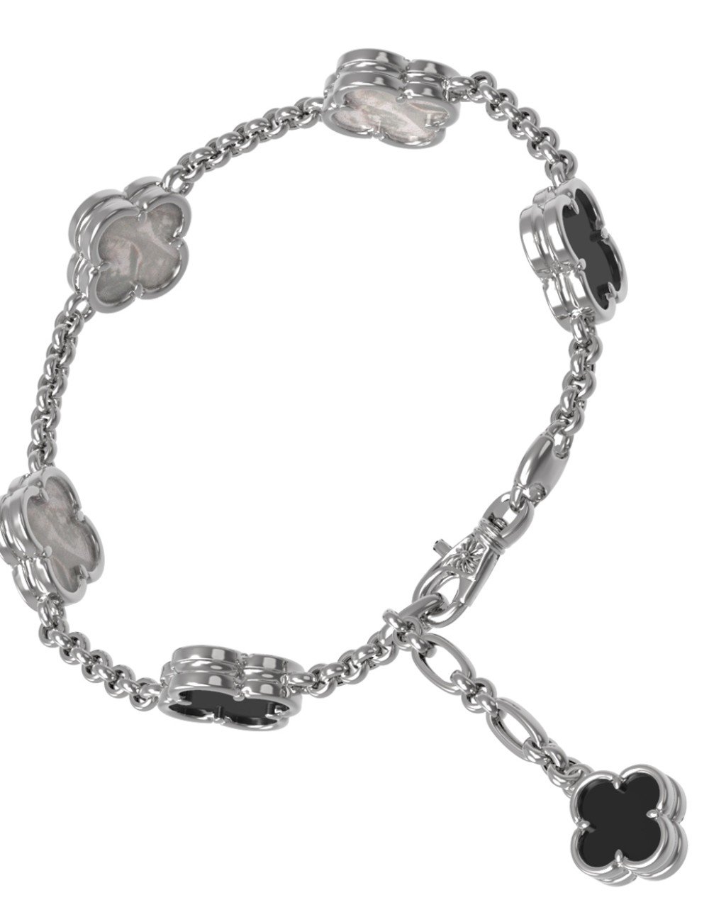 Браслет из белого золота c ониксом и перламутром