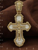 Крест из лимонного золота c бивнем мамонта