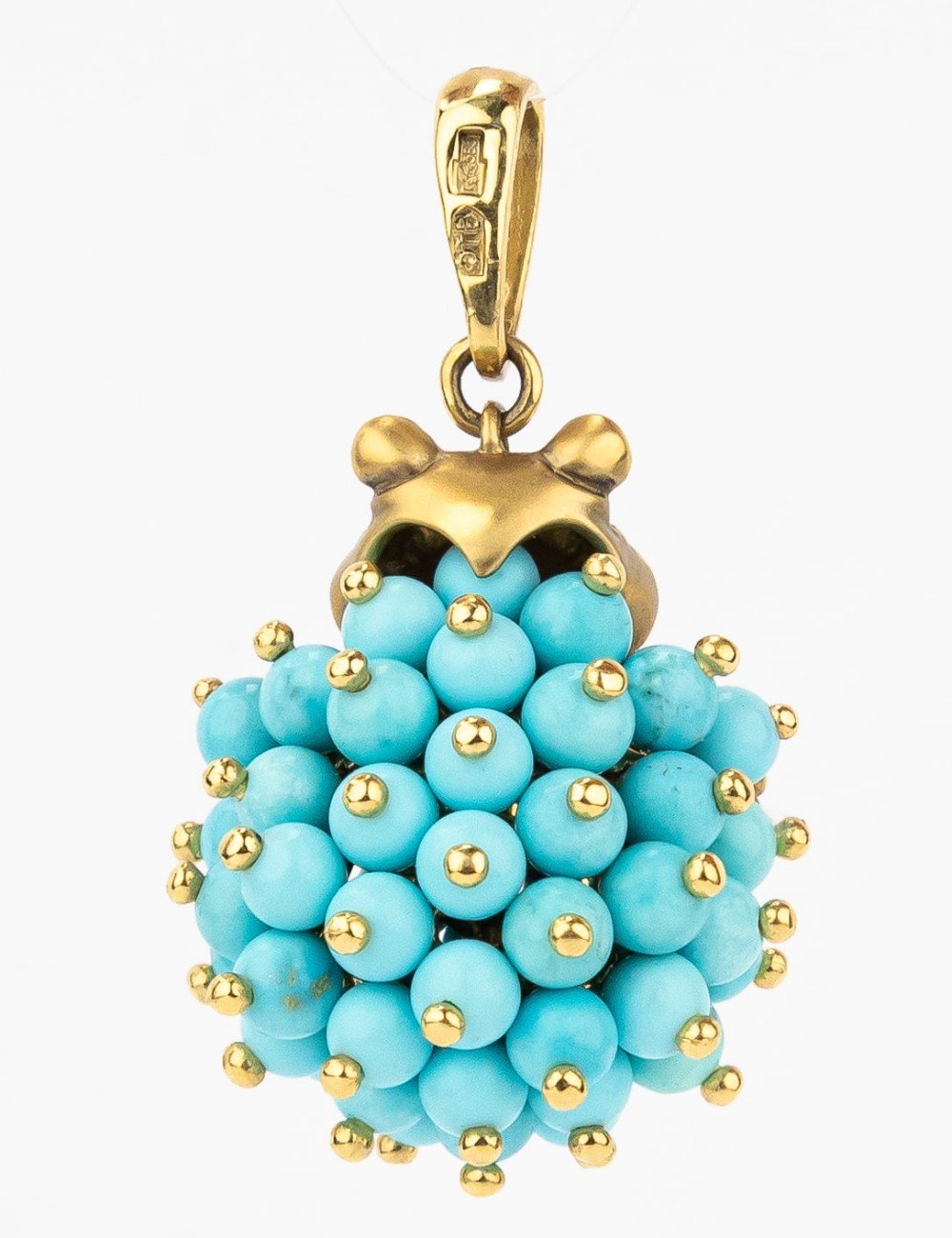 Подвеска из лимонного золота c эмалью и бирюзой