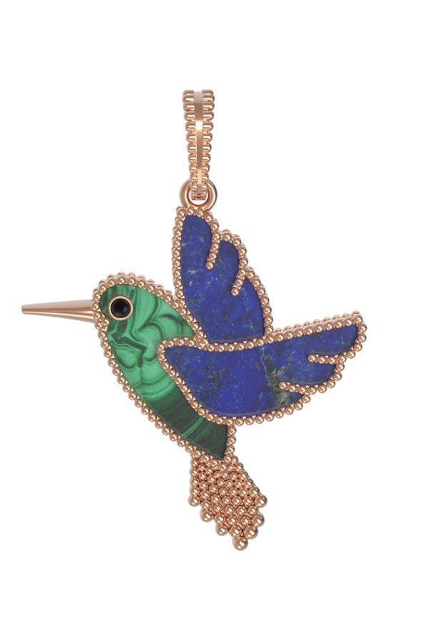 Подвеска из золота c эмалью, лазуритом и малахитом