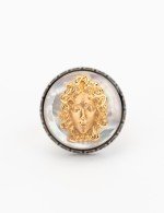 Кольцо из золота c эмалью и перламутром