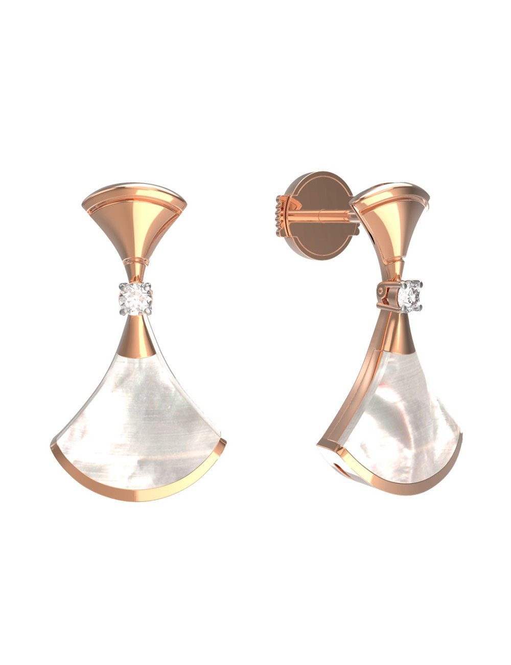 Серьги из золота c бриллиантами и перламутром