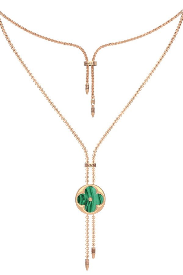 Колье из золота c малахитом и перламутром