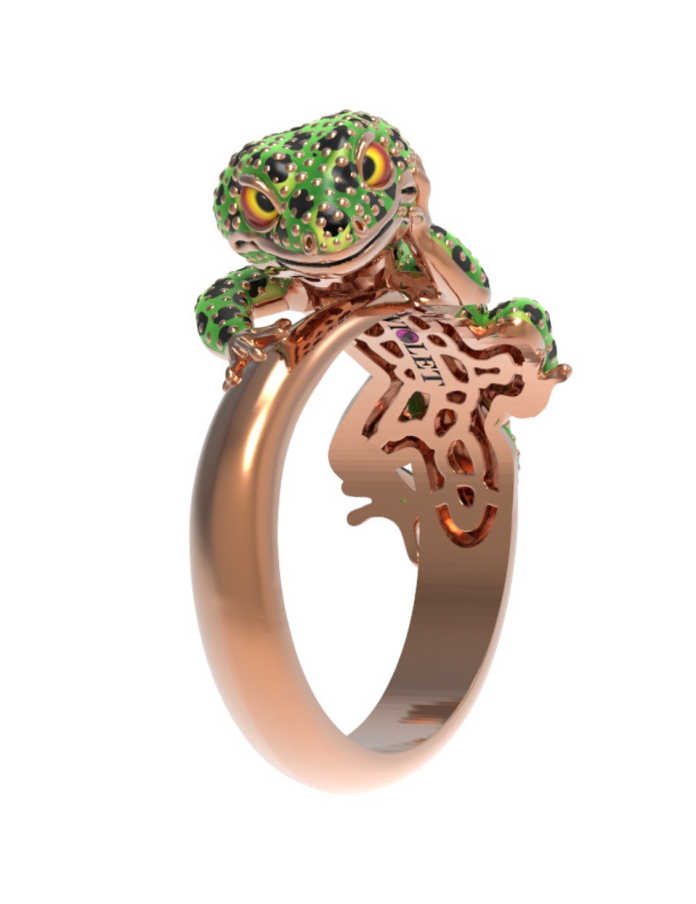 Кольцо из золота c эмалью и рубином