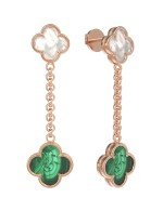 Серьги из золота c малахитом и перламутром