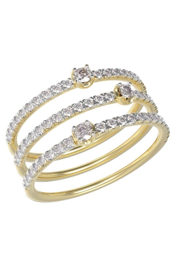 Кольцо из лимонного золота c бриллиантами